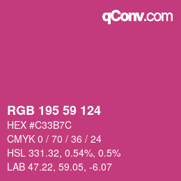 カラーコード: RGB 195 59 124 | qconv.com
