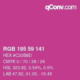 カラーコード: RGB 195 59 141 | qconv.com