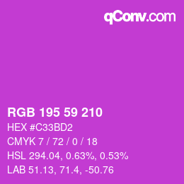 Color code: RGB 195 59 210 | qconv.com