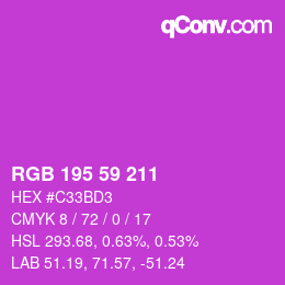 颜色代码: RGB 195 59 211 | qconv.com