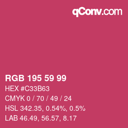 カラーコード: RGB 195 59 99 | qconv.com
