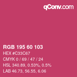 颜色代码: RGB 195 60 103 | qconv.com
