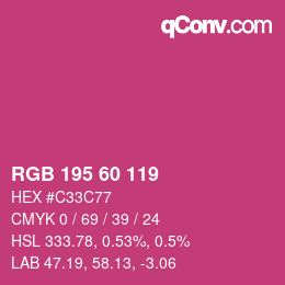 颜色代码: RGB 195 60 119 | qconv.com