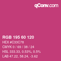 颜色代码: RGB 195 60 120 | qconv.com
