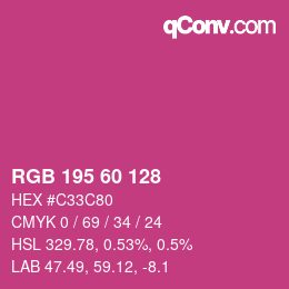 颜色代码: RGB 195 60 128 | qconv.com