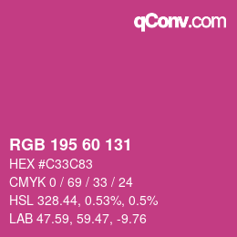 颜色代码: RGB 195 60 131 | qconv.com