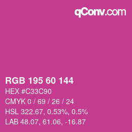 颜色代码: RGB 195 60 144 | qconv.com
