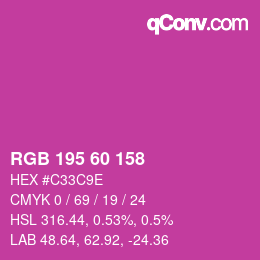 颜色代码: RGB 195 60 158 | qconv.com