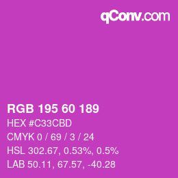 颜色代码: RGB 195 60 189 | qconv.com