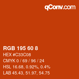 Color code: RGB 195 60 8 | qconv.com