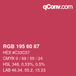 颜色代码: RGB 195 60 87 | qconv.com