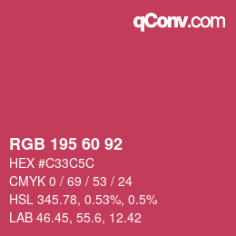 颜色代码: RGB 195 60 92 | qconv.com