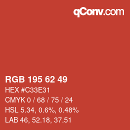 Farbcode: RGB 195 62 49 | qconv.com