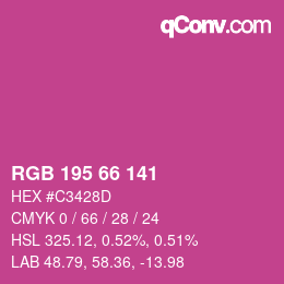 颜色代码: RGB 195 66 141 | qconv.com