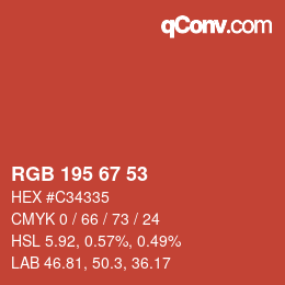 カラーコード: RGB 195 67 53 | qconv.com