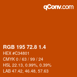 カラーコード: RGB 195 72.8 1.4 | qconv.com