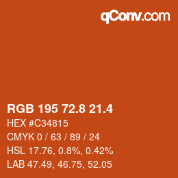 カラーコード: RGB 195 72.8 21.4 | qconv.com