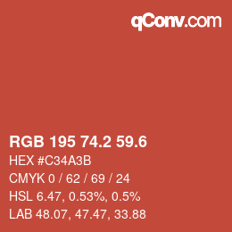 カラーコード: RGB 195 74.2 59.6 | qconv.com