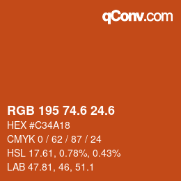 カラーコード: RGB 195 74.6 24.6 | qconv.com
