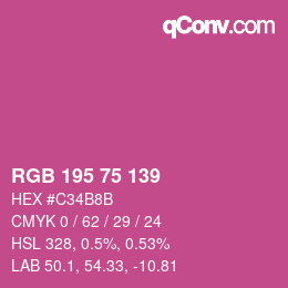 カラーコード: RGB 195 75 139 | qconv.com
