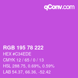 カラーコード: RGB 195 78 222 | qconv.com