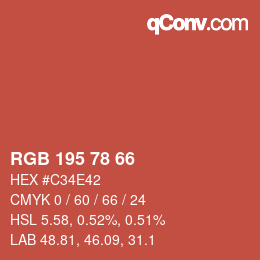颜色代码: RGB 195 78 66 | qconv.com