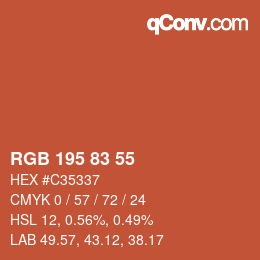 Color code: RGB 195 83 55 | qconv.com