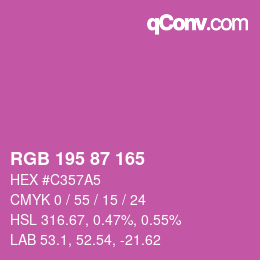 カラーコード: RGB 195 87 165 | qconv.com