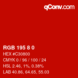 Color code: RGB 195 8 0 | qconv.com