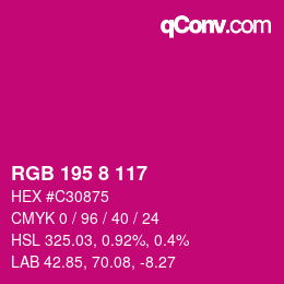 カラーコード: RGB 195 8 117 | qconv.com