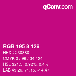 Color code: RGB 195 8 128 | qconv.com