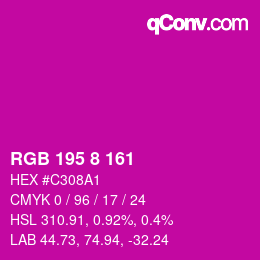 Color code: RGB 195 8 161 | qconv.com