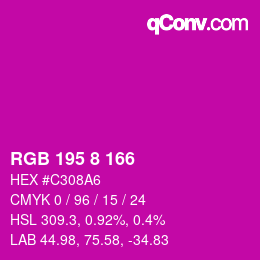 カラーコード: RGB 195 8 166 | qconv.com