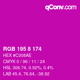 カラーコード: RGB 195 8 174 | qconv.com