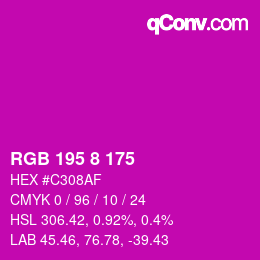 Color code: RGB 195 8 175 | qconv.com