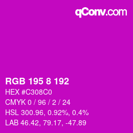 Color code: RGB 195 8 192 | qconv.com