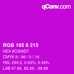 カラーコード: RGB 195 8 215 | qconv.com