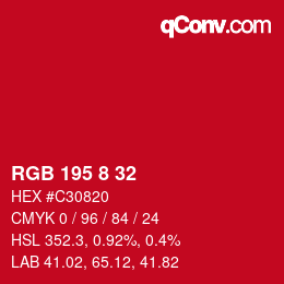 Color code: RGB 195 8 32 | qconv.com