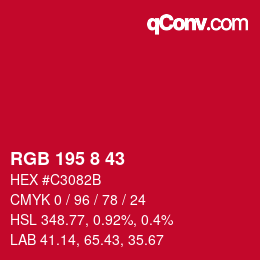 カラーコード: RGB 195 8 43 | qconv.com