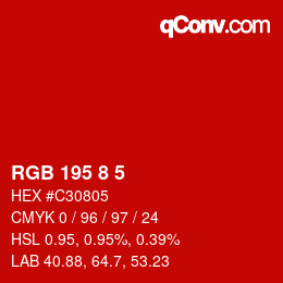 カラーコード: RGB 195 8 5 | qconv.com