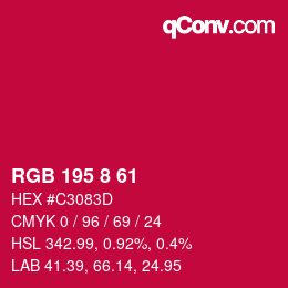Color code: RGB 195 8 61 | qconv.com