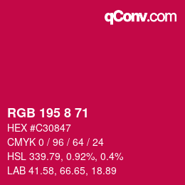 Color code: RGB 195 8 71 | qconv.com