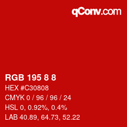 Código de color: RGB 195 8 8 | qconv.com