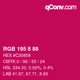 Color code: RGB 195 8 88 | qconv.com
