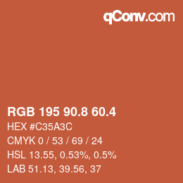 カラーコード: RGB 195 90.8 60.4 | qconv.com