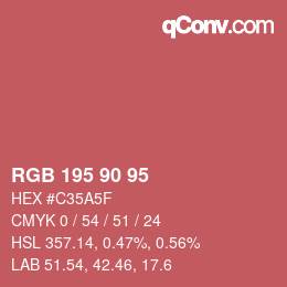 Color code: RGB 195 90 95 | qconv.com