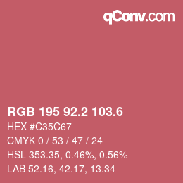 カラーコード: RGB 195 92.2 103.6 | qconv.com