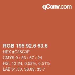 カラーコード: RGB 195 92.6 63.6 | qconv.com