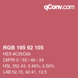 カラーコード: RGB 195 92 105 | qconv.com