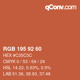 颜色代码: RGB 195 92 60 | qconv.com